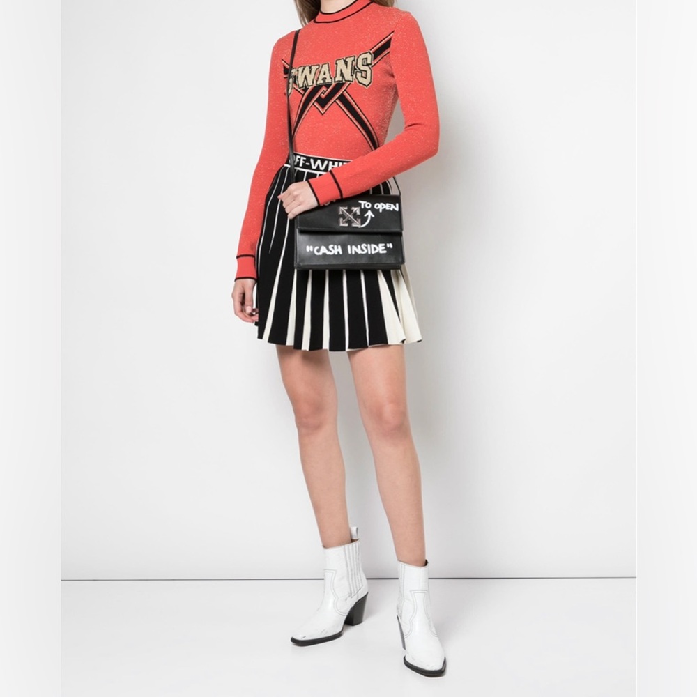 $1784 OFF-WHITE c/o VIRGIL ABLOH Knitted Skirt IT40 US4 UK8 S Logo Intarsia